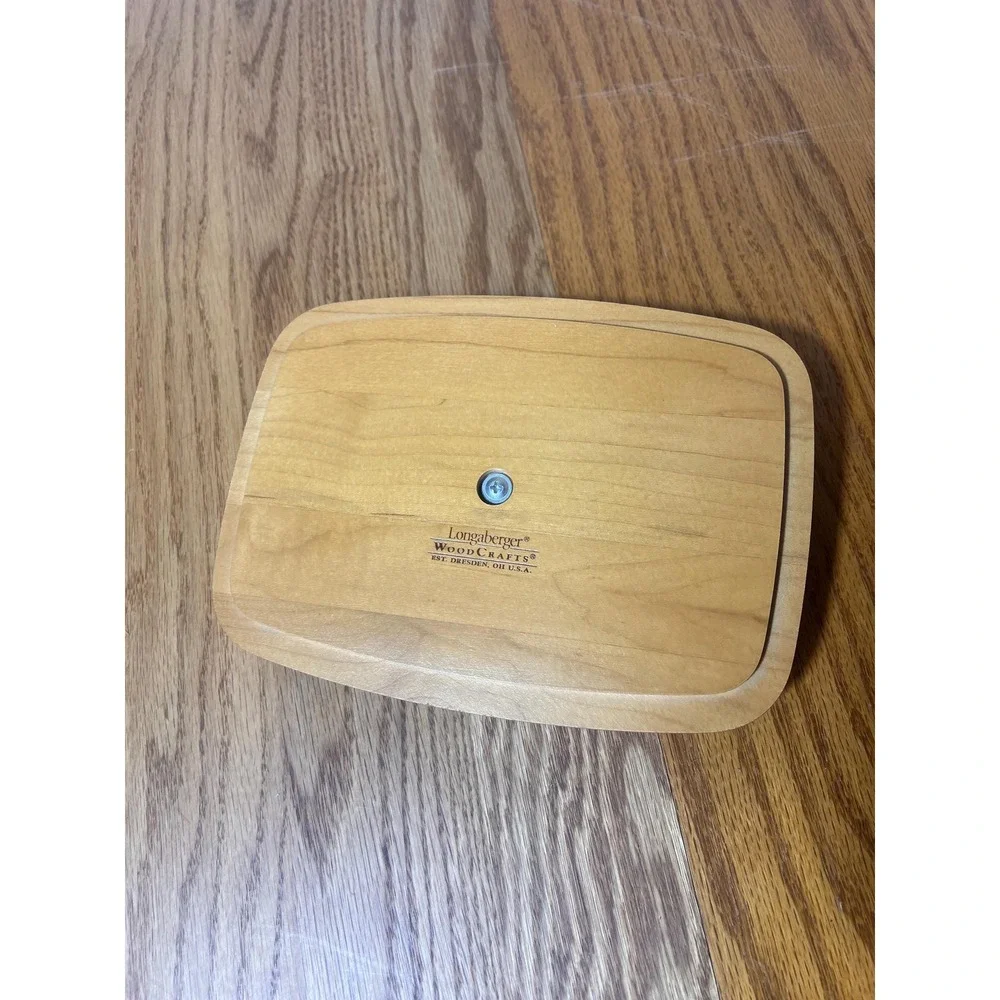 Longaberger WoodCrafts Small Rectangular Wooden Basket Lid w Knob Maple Wood
